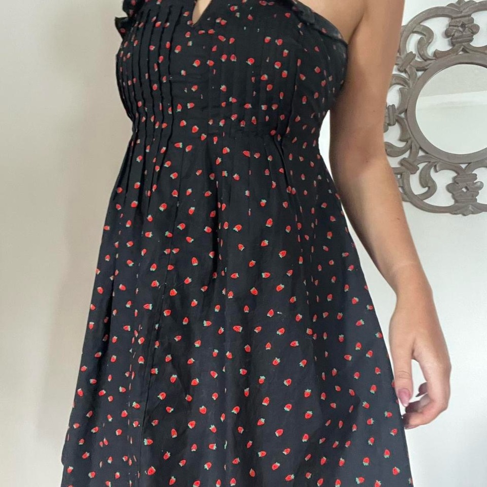 Madewell Black Sundress with Ruched Empire Waist and One Shoulder Neckline